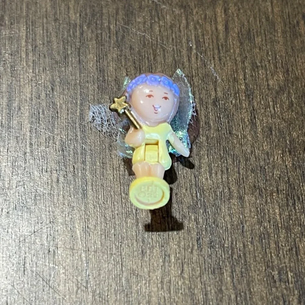 Vintage Polly Pocket 1993 Tulip Petal Fairy Ring Complete 2 Piece‎ Set Bluebird